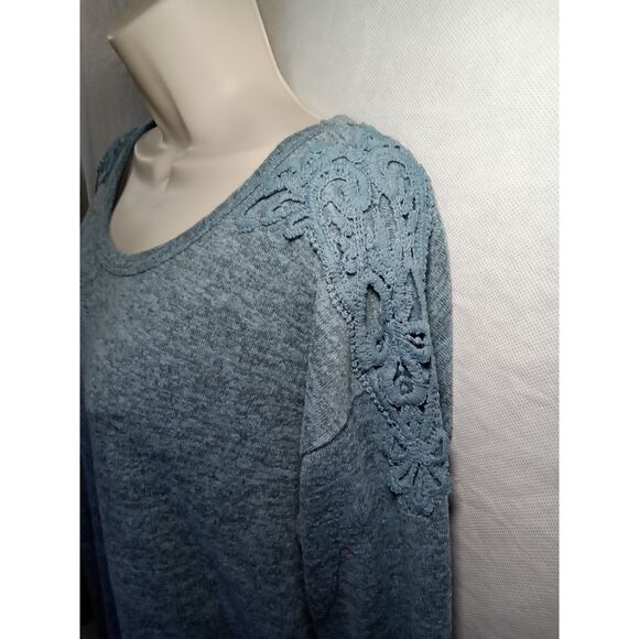 Absolutely Famous women LG Blue Long Sleeve Embroidery Tunic Round‎ Neck - Picture 4 of 10